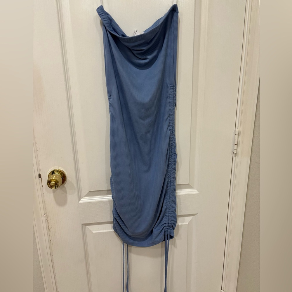 Elegant Blue Ruched Dress